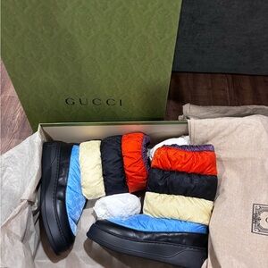 Authentic GUCCI multicolor quilted waterproof winter snow boots